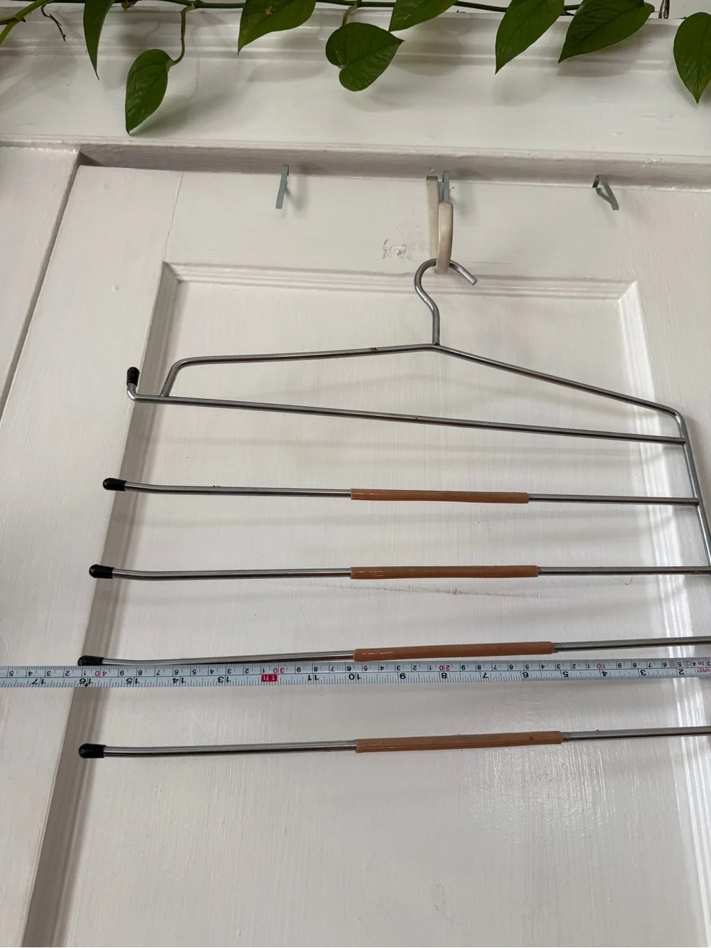 Multi-Tier Metal Pants Hanger with Brown Grip Bars - Home Storage & Organization